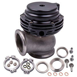 MVS Style 38mm V-Band External Wastegate For Turbocharger Bov BLACK with clamps