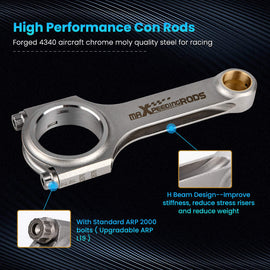 Compatible for Fiat 500 Old Model 2 cylinder 126mm ARP 2000 Connecting Rod - High Performance 4340 EN24 Pleuel Bielle H-Beam Conrod