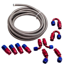 Laad de afbeelding in de galerijviewer, AN6 AN-6 Red Swivel Fitting Stainless Steel Braided Fuel Line Hose 20FT / 6M Kit