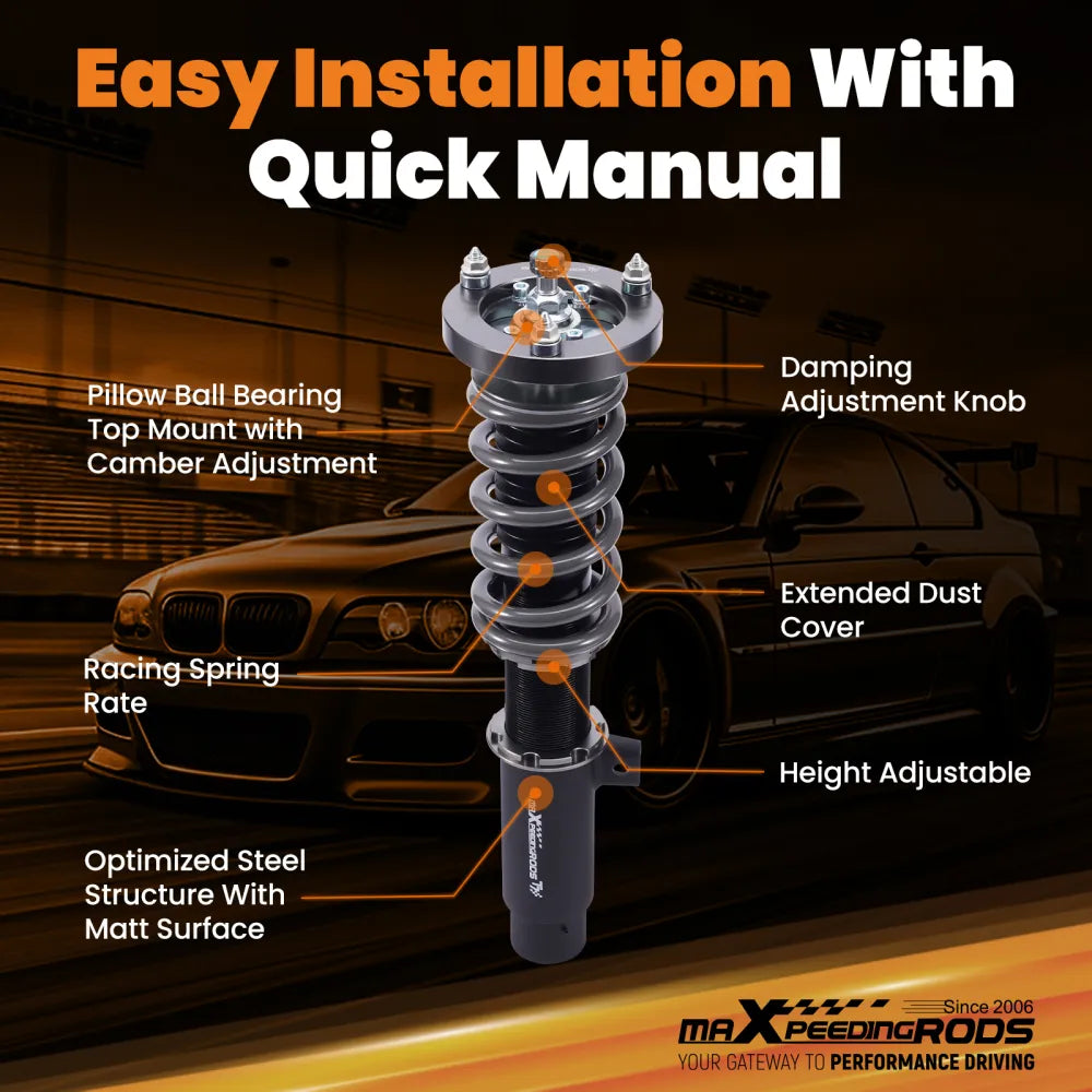Voor BMW 3 Series E90 E91 E92 E93 318i 328i RWD MaXpeedingrods T7 Coilovers Strut Lowering Kit