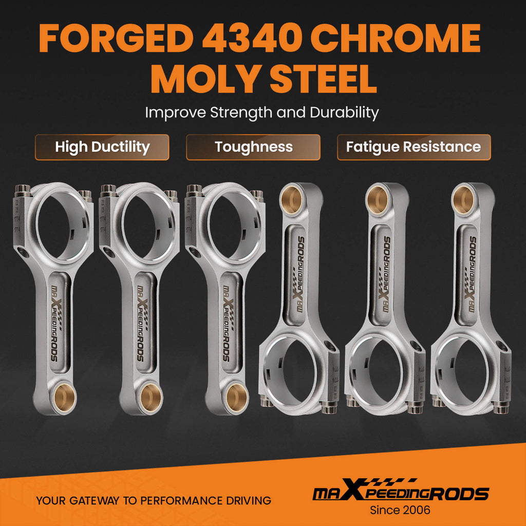I-Beam Forged Connecting Rods + ARP Bolts compatible for Toyota Supra 2JZ 2JZ-GE/GTE Engine