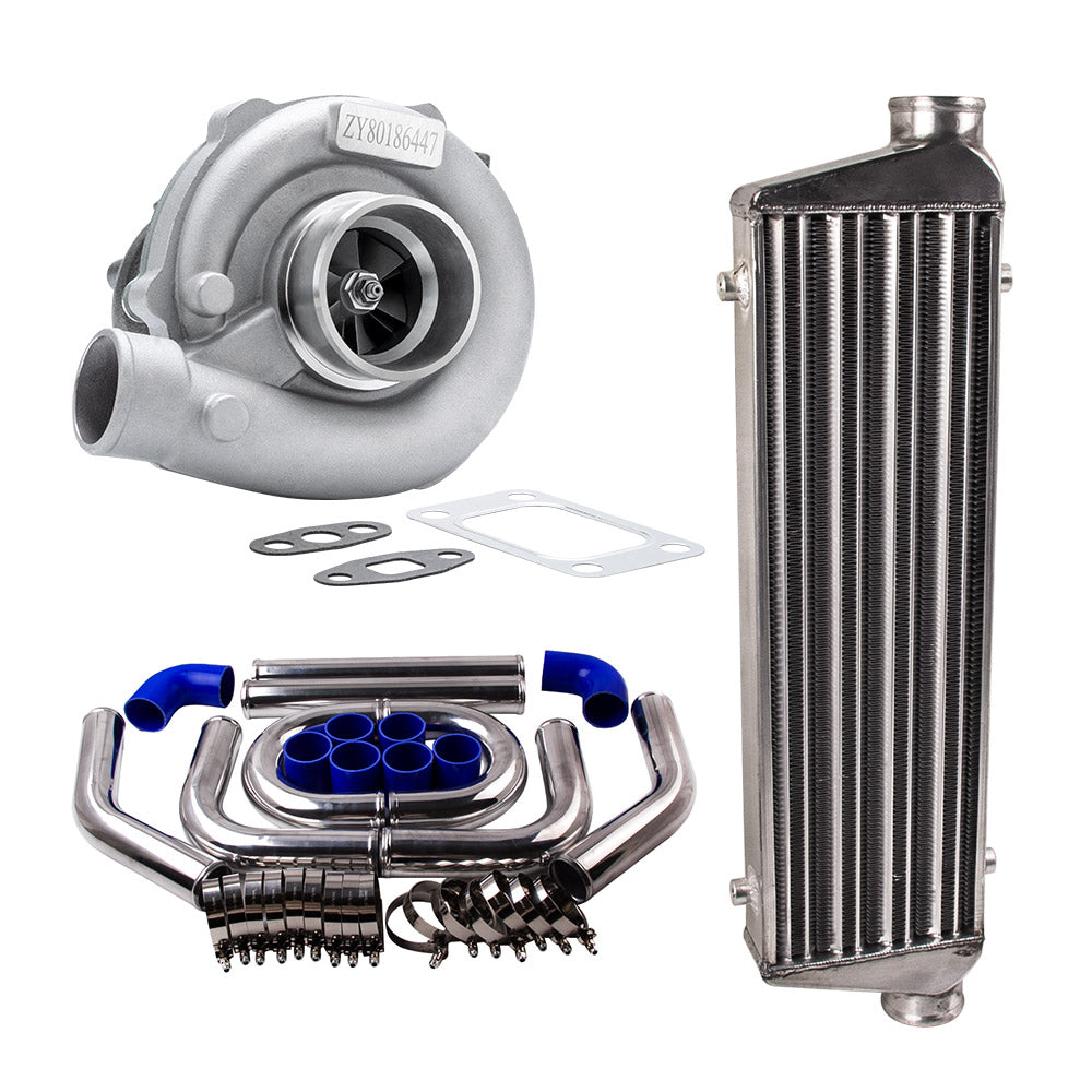 T3 / T4 T04E Turbo / Turbocharger universel 0,63 A / R avec refroidisseur intermédiaire et kits de tuyaux de tuyauterie