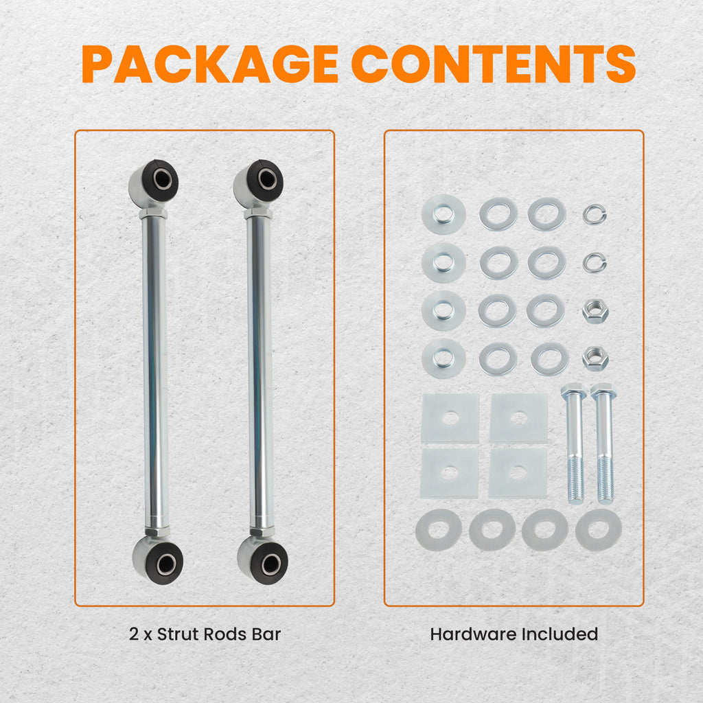 Adjustable Pair Rear Strut Rods Kit with Rubber Bushings compatible for Corvette 1963-1979
