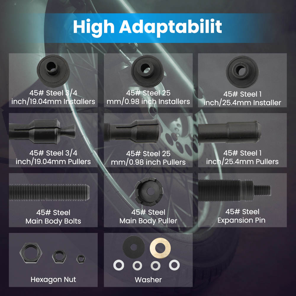 Wheel Bearing Remover Installer Puller Tool Kit For Davidson VT102 1inch