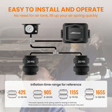 Laad de afbeelding in de galerijviewer, maXpeedingrods On Board Air Compressor System Universal Air Spring Compressor Kit with Gauge Air Line T Fittings for Trucks Vans