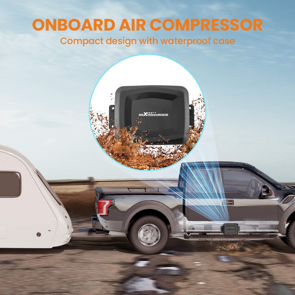 maXpeedingrods On Board Air Compressor System Universal Air Spring Compressor Kit with Gauge Air Line T Fittings for Trucks Vans