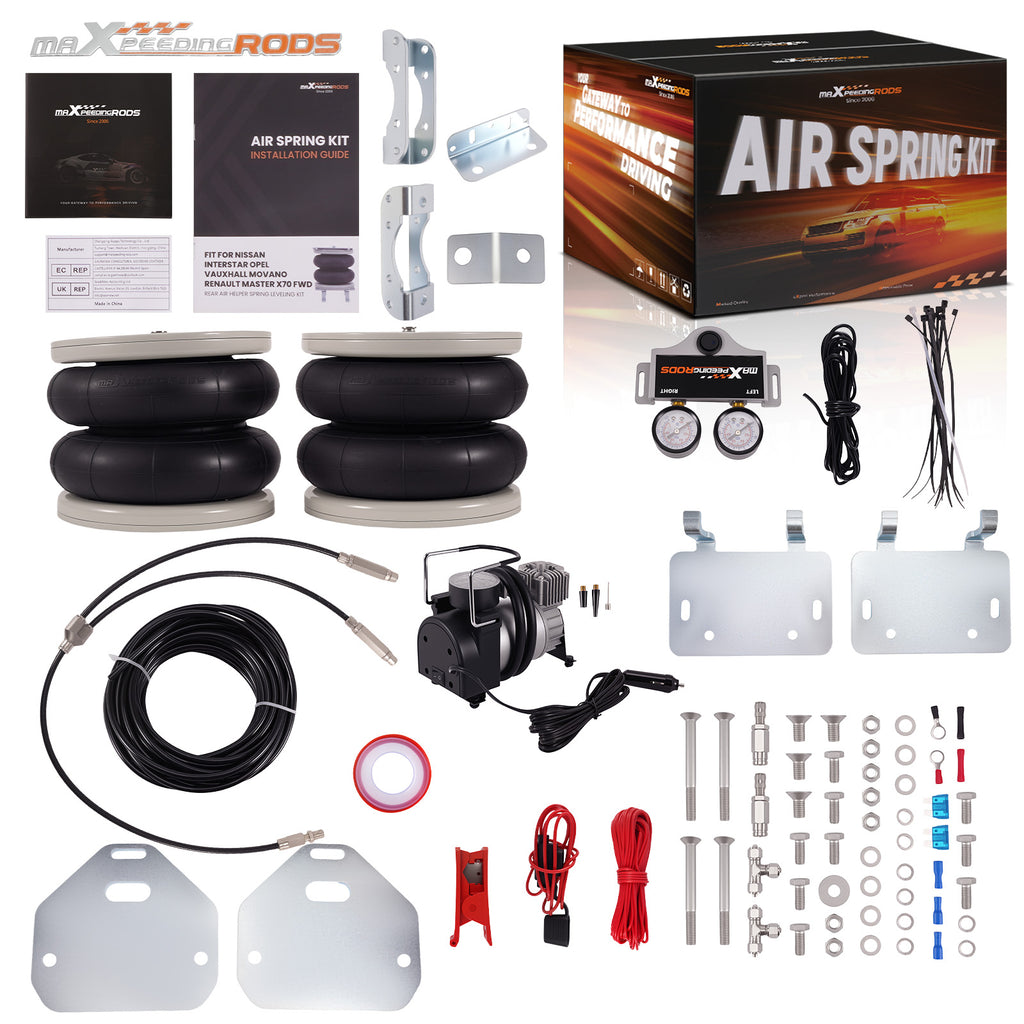 Air Ophanging Kit W/ Dual Gauge geschikt voor Vauxhall Movano X70 geschikt voor FWD 1999-2010 4000KG