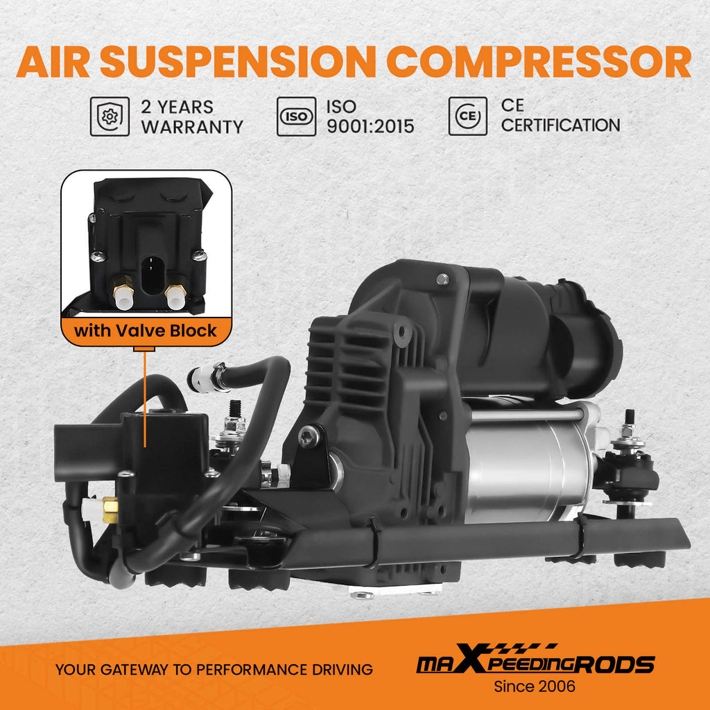 Air Suspension Compressor + Valve Block + Bracket compatible for BMW 5 Series E61 2004-10