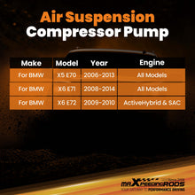 Laad de afbeelding in de galerijviewer, Air Suspension Compressor Pump W/ Bracket compatible for BMW X5 X6 E70 E71 E72 2008-2014