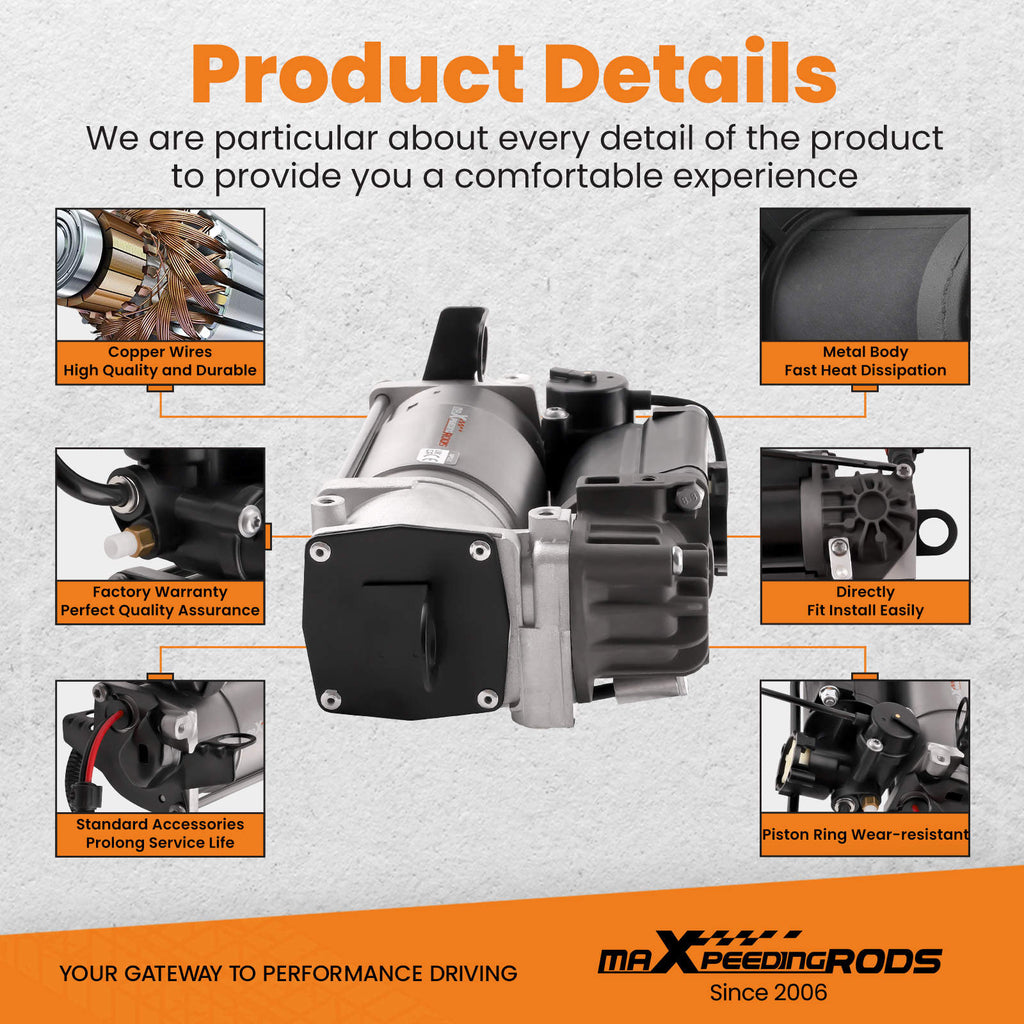 Compressor Air Suspension compatible for Audi A6 A8 V6 compatible for V8 Only for 6-8 Cylinders 4E0616005F