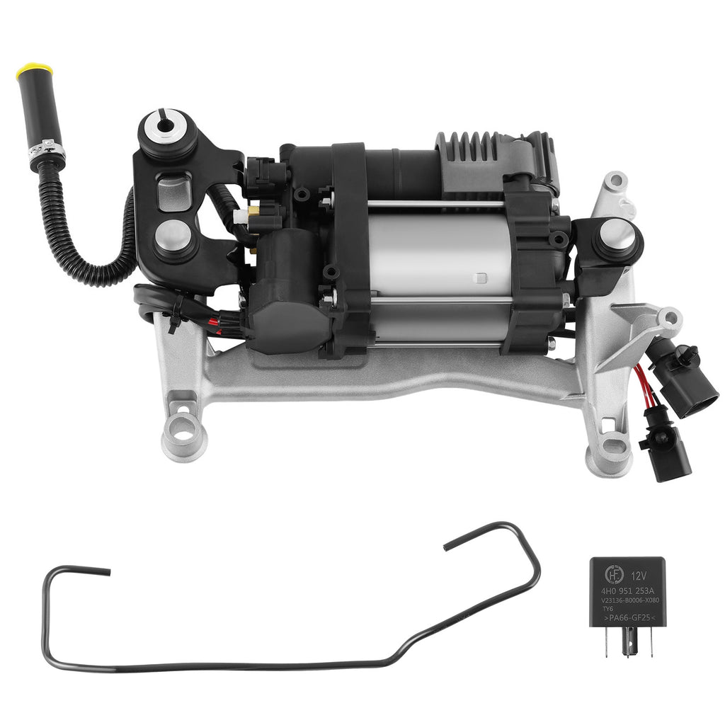 Air Ophanging Compressor Pump W/ Bracket geschikt voor VW Touareg 7P5 7P6 11-18 + Relay