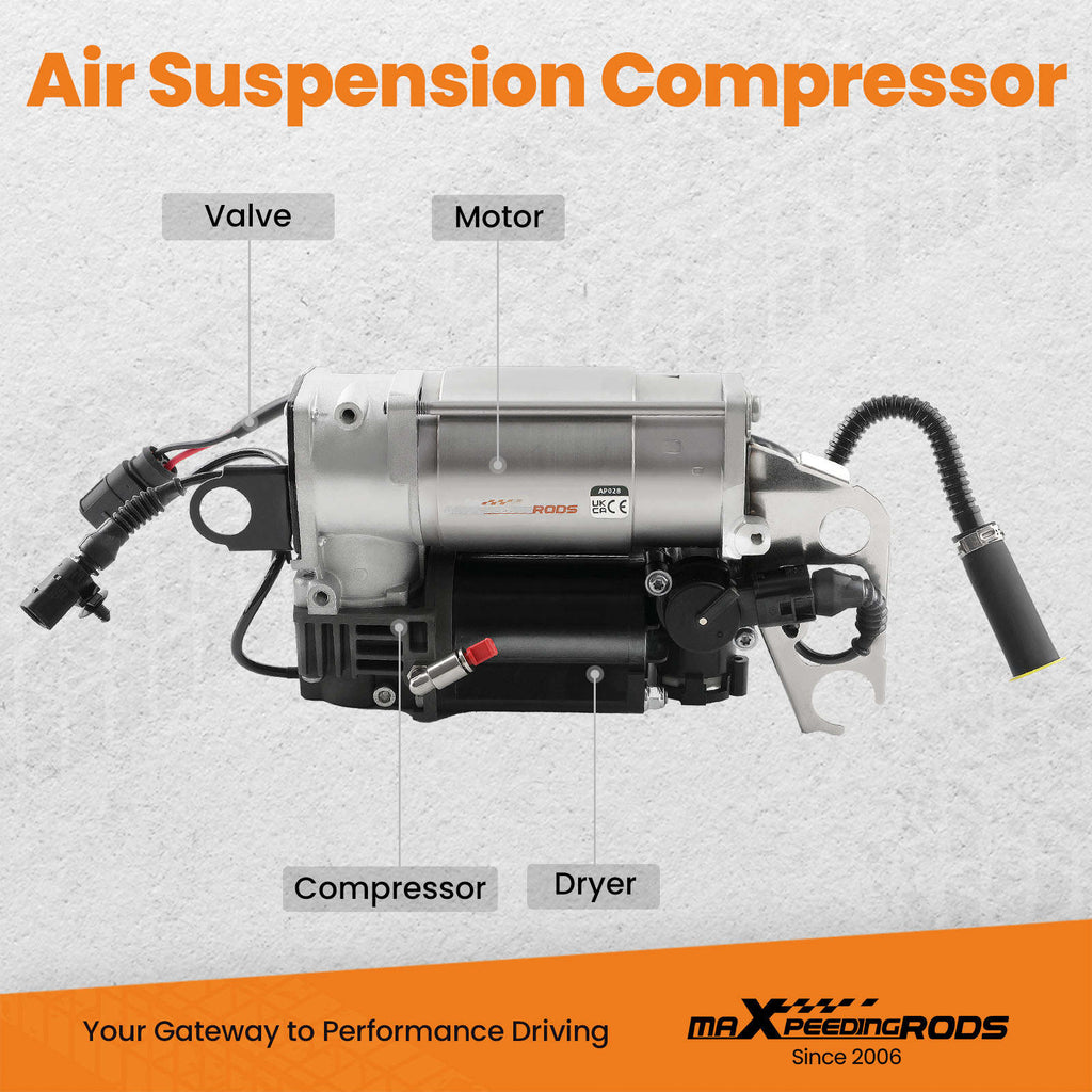 Air Suspension Compressor + Solenoid Valve Block Relay compatible for Audi Q7 4L 2006-2015