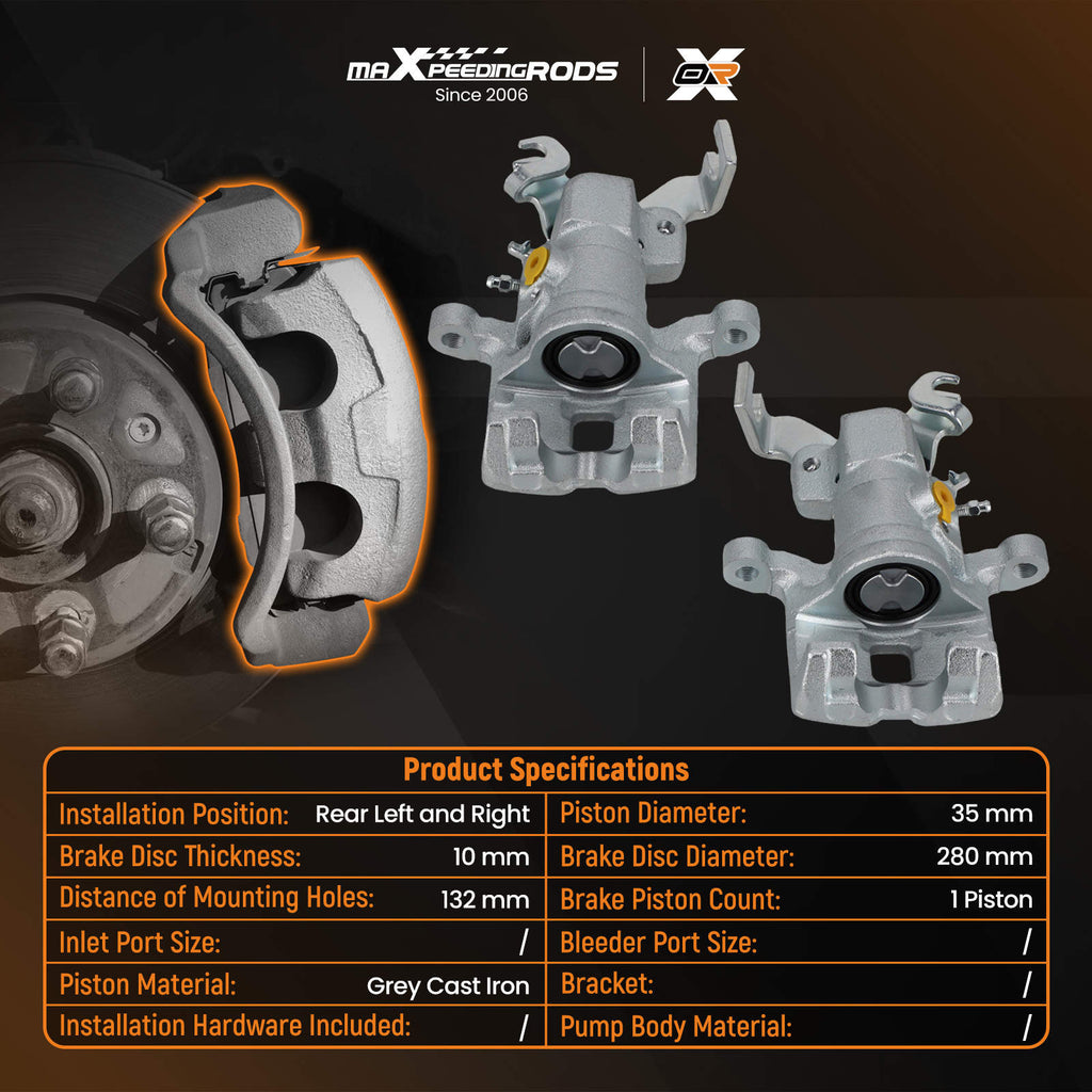 Rear LeftRight Brake Calipers compatible for Mazda 6 GH 2007-2012 1.8, 2.5, 2.0 Petrol