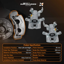 Laad de afbeelding in de galerijviewer, Rear LeftRight Brake Calipers compatible for Mazda 6 GH 2007-2012 1.8, 2.5, 2.0 Petrol