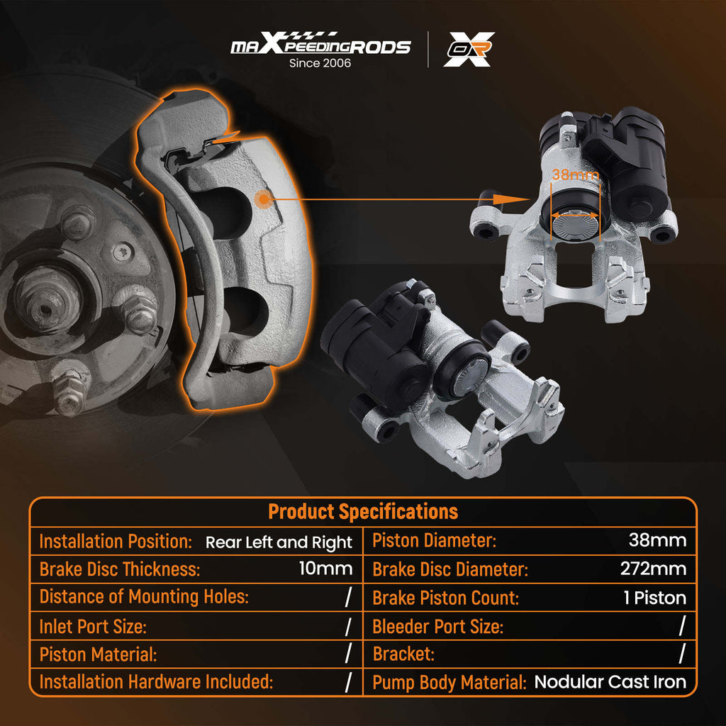2x Electronic Brake Caliper Rear Left Right compatible for Audi A3 TT compatible for Seat Leon 14-20 272mm