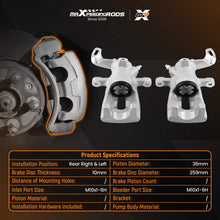 Laad de afbeelding in de galerijviewer, Pair Rear L R Brake Caliper forMini R56 Cooper 2006 Cabriolet R57 34216785611