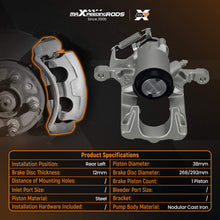 Laad de afbeelding in de galerijviewer, Floating Brake Caliper Rear Left compatible for Opel Mokka 2012- Compatible for Chevrolet Trax 430441 38mm