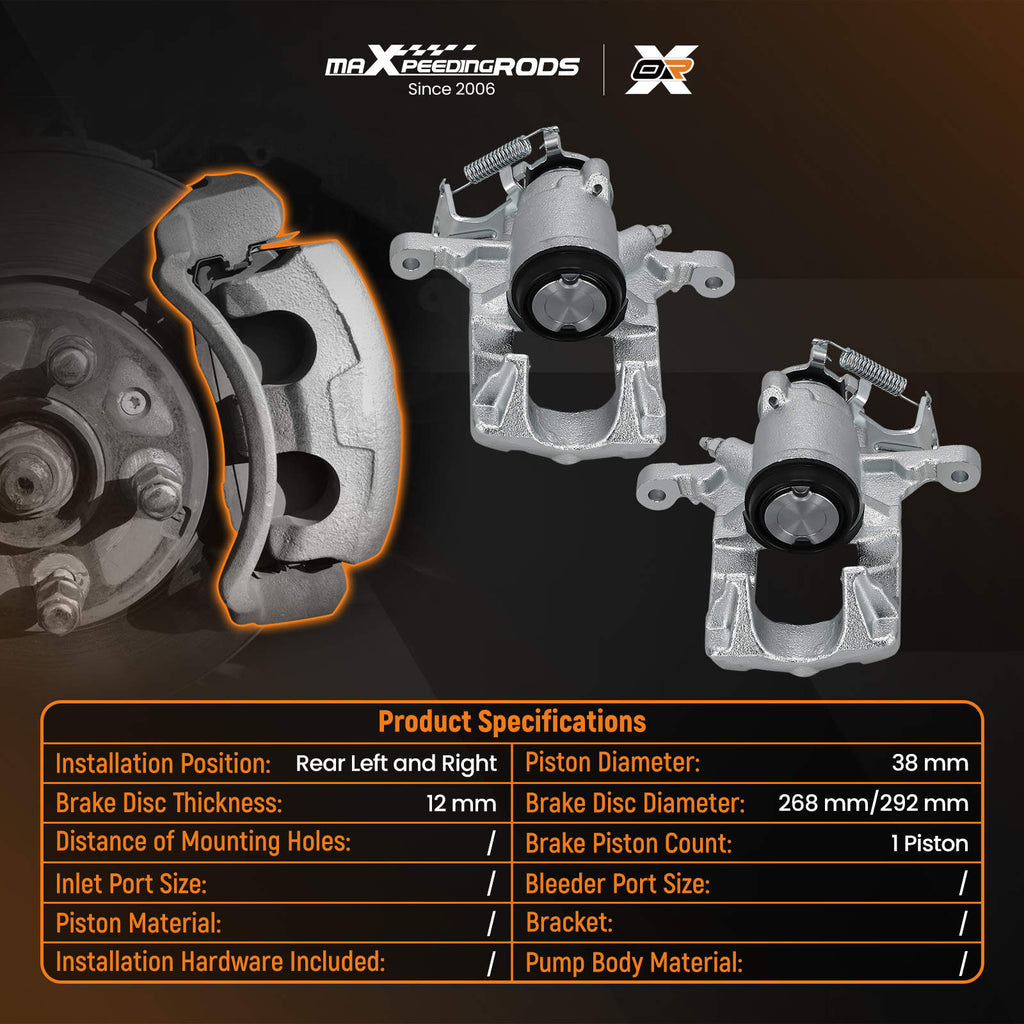 Pair Rear Left Right Brake Caliper compatible for Chevrolet Trax 2012- Compatible for Vauxhall Mokka 2012-