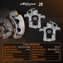 Laad de afbeelding in de galerijviewer, Pair Rear Left Right Brake Caliper compatible for Chevrolet Trax 2012- Compatible for Vauxhall Mokka 2012-