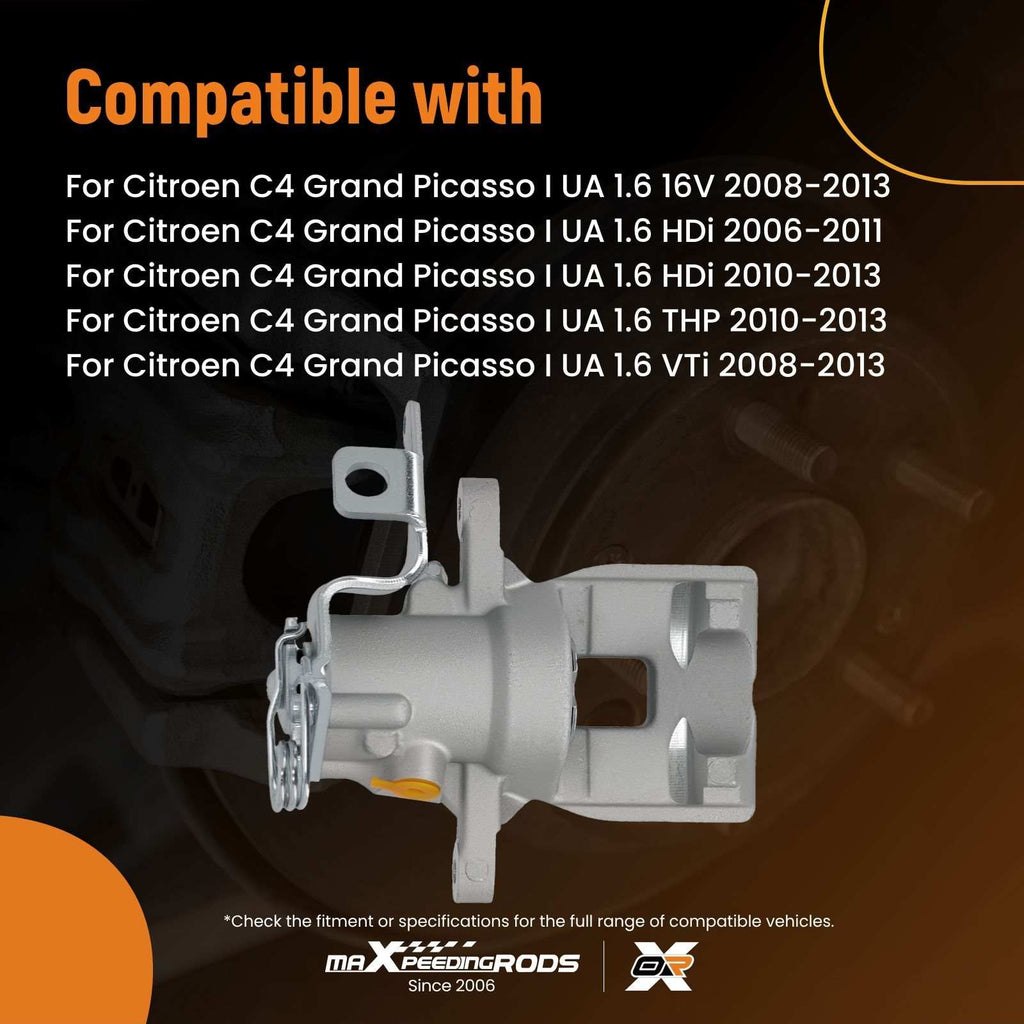 Rear Disc Brake Caliper Left compatible for Citroen C4 Picasso I Grand Picasso I 2006-2013