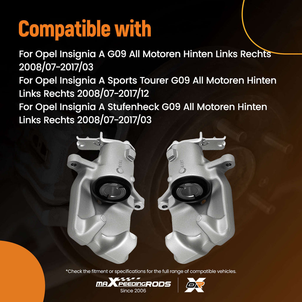 2x Brake Caliper Rear compatible for Opel Insignia A Sports Tourer 2008-2017 compatible for Saab 9-5 YS3G