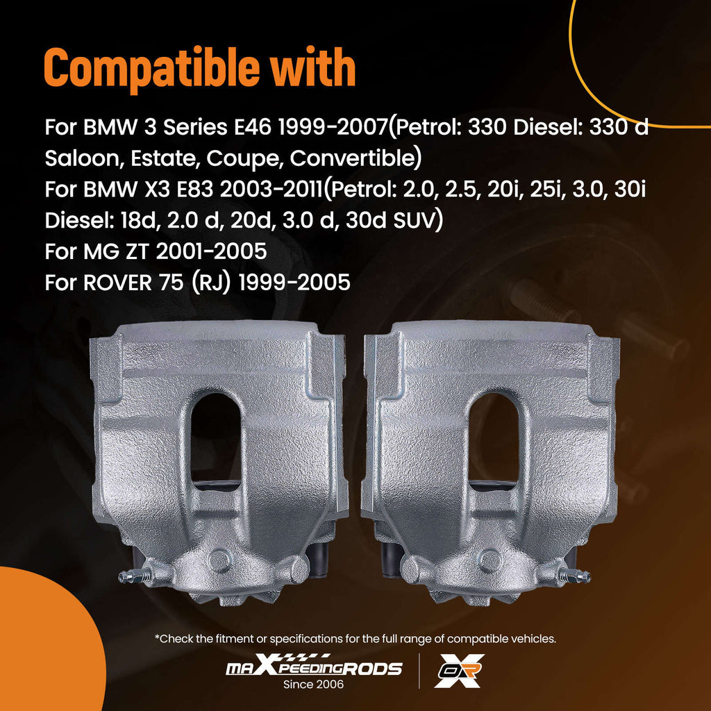 Pair Front Left Right Brake Caliper compatible for MG ZT 2001-2005 compatible for ROVER 75 (RJ) 1999-2005