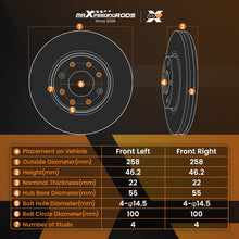 Laad de afbeelding in de galerijviewer, Front Brake DiscsPads compatible for Toyota Yaris P13 1.0/1.3 Van 2012-2022 435120D060