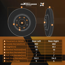 Laad de afbeelding in de galerijviewer, Rear Brake Discs Left + Right compatible for Hyundai i30 FD 07-11 compatible for Kia Ceed 584111H300 10mm