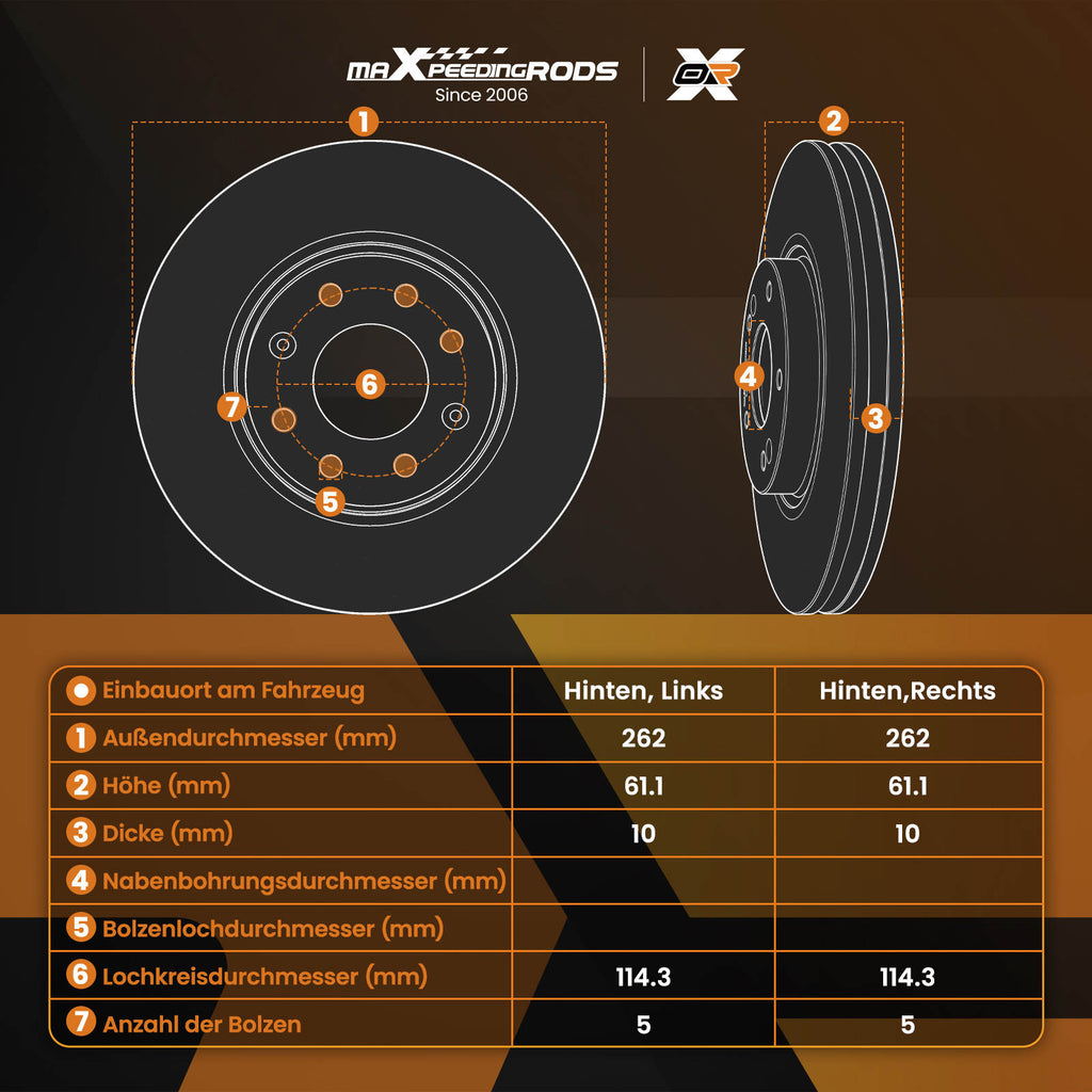 Rear Brake DiscsBrake Pads compatible for Hyundai i30 ix35/Compatible for Kia Ceed Pro CeeD ED Sportage