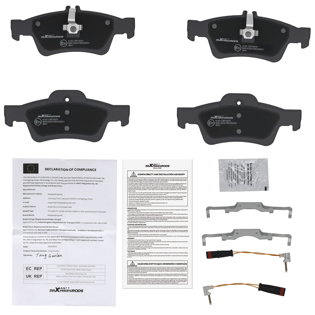 4x Achter Brake Pads Kit geschikt voor Mercedes E-Class/CLS/S-Class 1998-2017 0044204420