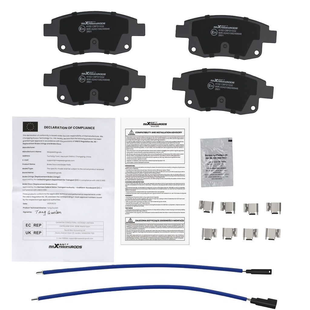 Achter Links+Rechts Brake Pads geschikt voor Ford Transit Chassis Cab 2006-2014 1433958