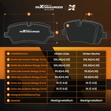 Laad de afbeelding in de galerijviewer, Rear Brake Pads DirverPassenger compatible for VW Touran 2003-2015/Tiguan 2007-2018