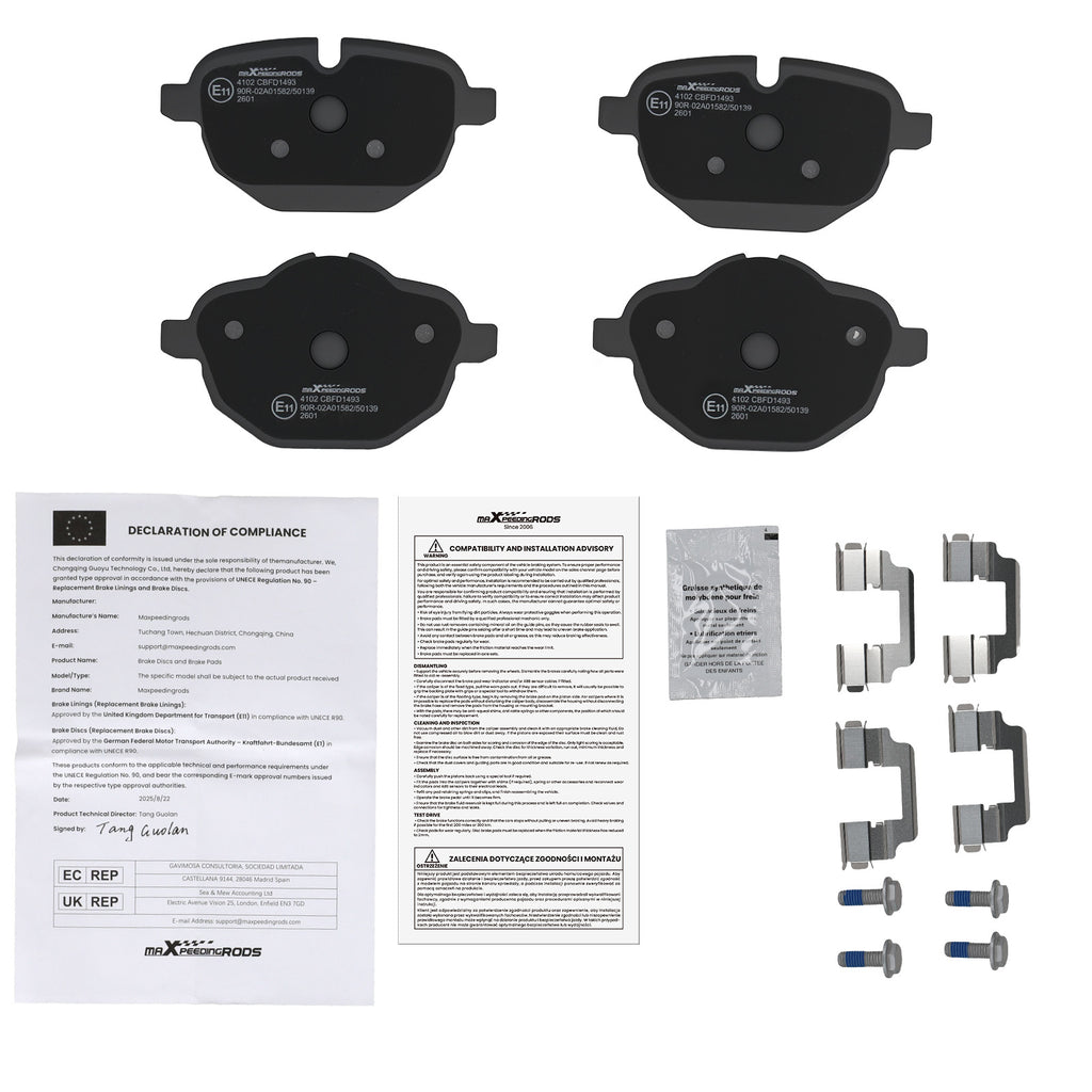 Achter LeftRight Brake Pads geschikt voor BMW 5 Saloon/X3 2009-23/ X4 14-20 34216862202