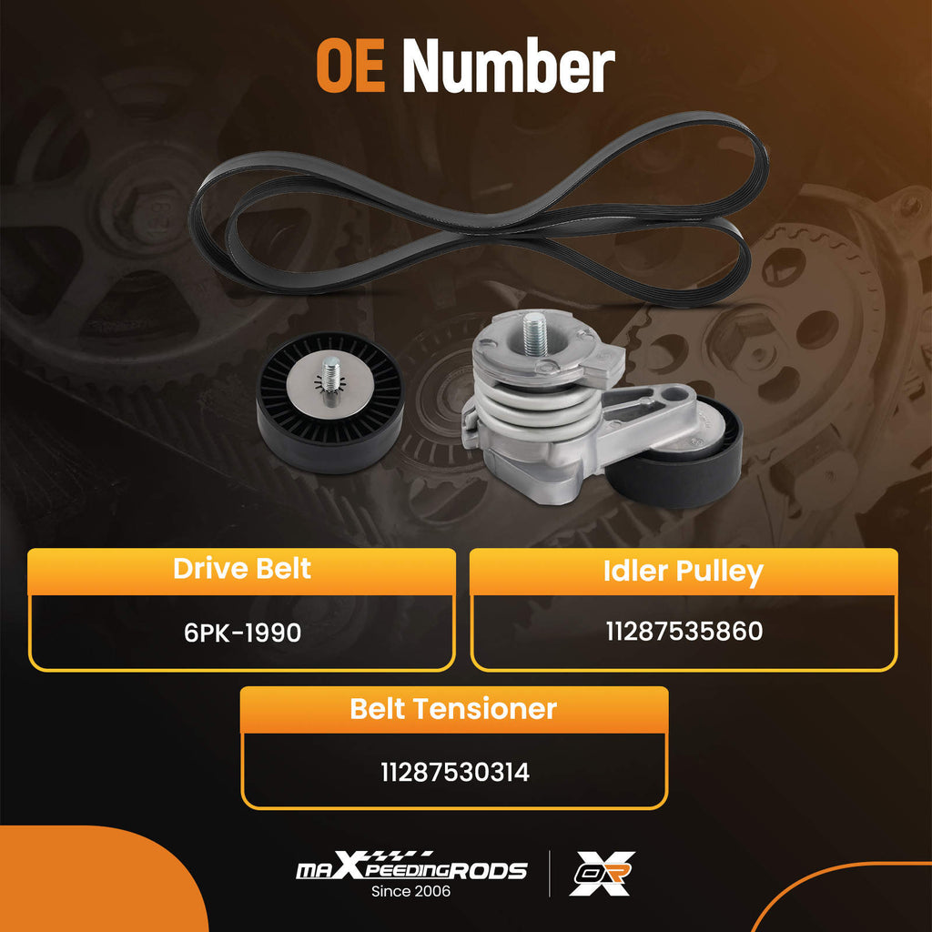 Belt Tensioner Kit Pulley Bolt compatible for BMW E90/91/92/93 328i 11287535860 11288624196