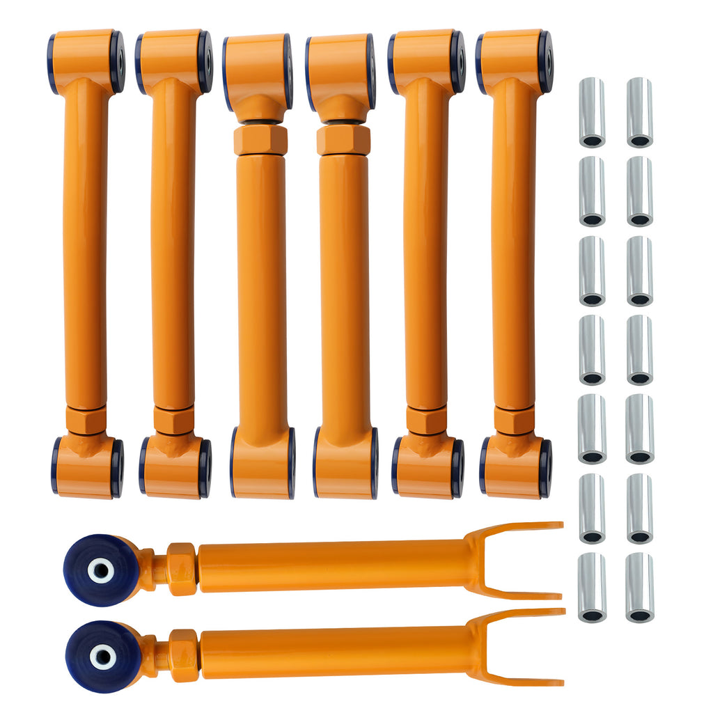 2x Voor Upper + 2x Achter Upper +4x lower Control Arms geschikt voor Jeep Wrangler TJ 97-06