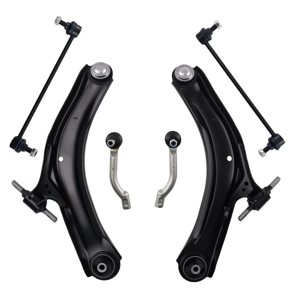 6PCS Voor LOWER WISHBONES ARMS DROP LINKS TRACK ROD ENDS geschikt voor NISSAN QASHQAI J10