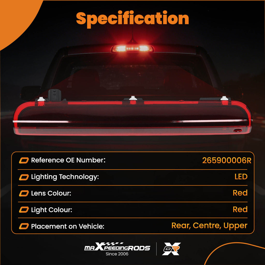 Rear 3rd LED High Level Stop Brake Light compatible for Renault Megane III 2008-2016 Red
