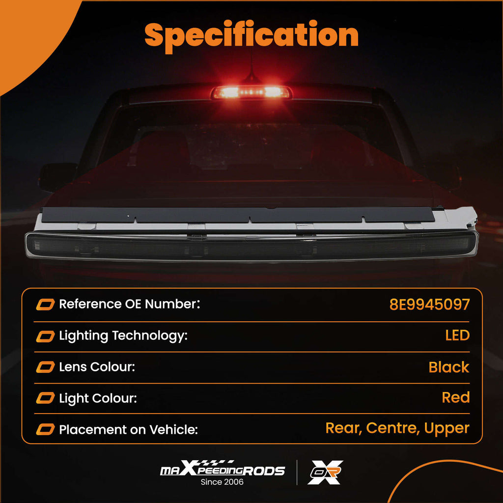 Rear Black Third Brake Stop Light LED compatible for Audi A4 8E B6 Avant 01-04 8E9945097