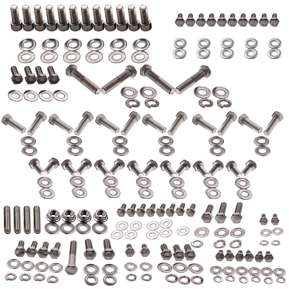 geschikt voor CHEVY SBC 265 283 305 307 327 350 400 STAINLESS Engine Hex Bolt kits