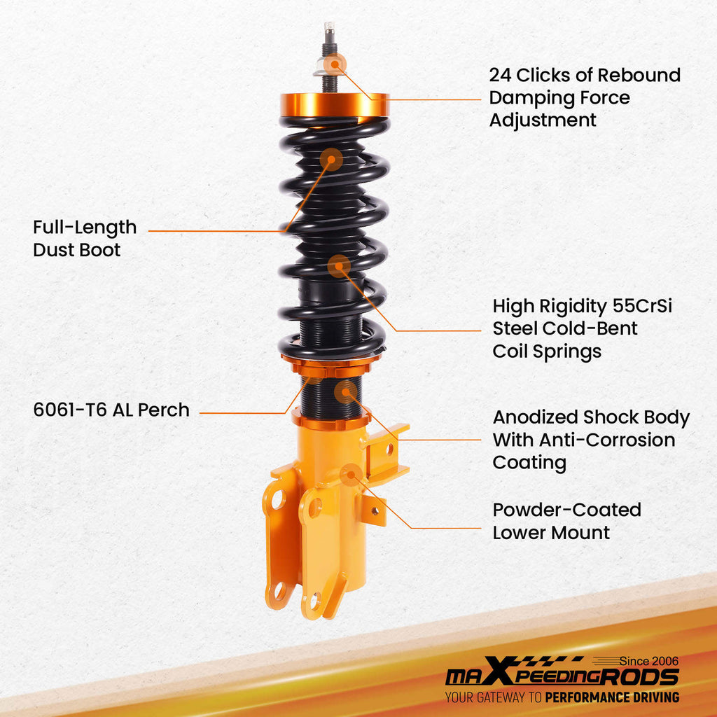 Coilovers 24 Way Damper Adjustable Suspension Kit compatible for Chevrolet Camaro 2010-2015