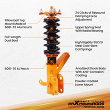 Laad de afbeelding in de galerijviewer, 24 Step Adjustable Coilover Damper Kit compatible for Honda Civic Coupe Sedan EM/ES 2001-05