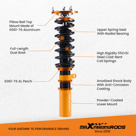 Street Coilovers Suspension Spring Strut Kit Compatible for BMW 5 series E60 2004-2010 Sedan RWD lowering kit
