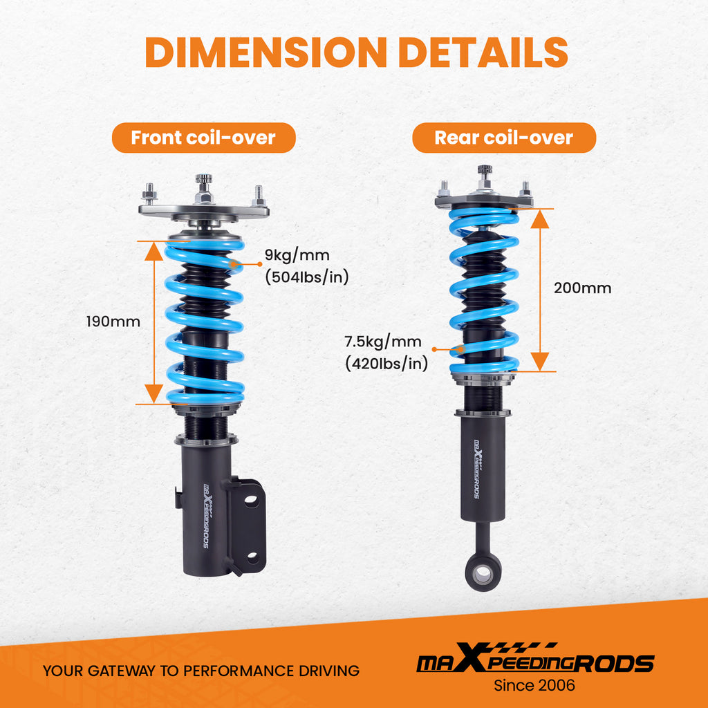 Complete Suspension Schokdempers geschikt voor Mitsubishi 3000GT Coupé Z1A 4WD