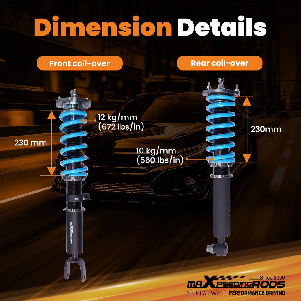 24 Level Adjustable Coilover Suspension Kit compatible for BMW 5 Series F10 528i 535i 09-16