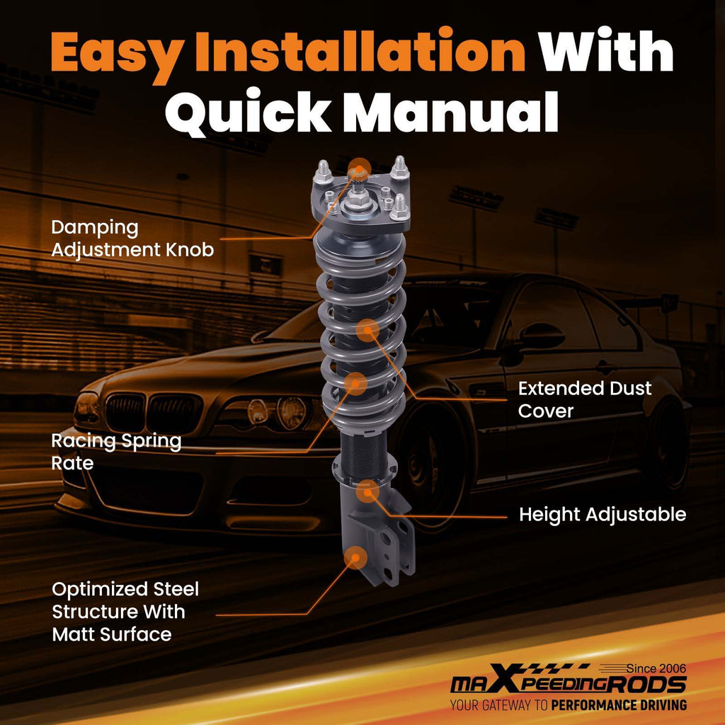 Maxpeedingrods COT7 Coilovers Suspension Damper Kit compatible for Ford Mustang 94-04