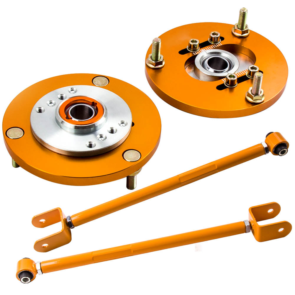 Adjustable Achter Camber Control Arms + 2x Voor Camber Plate Gold geschikt voor BMW E36