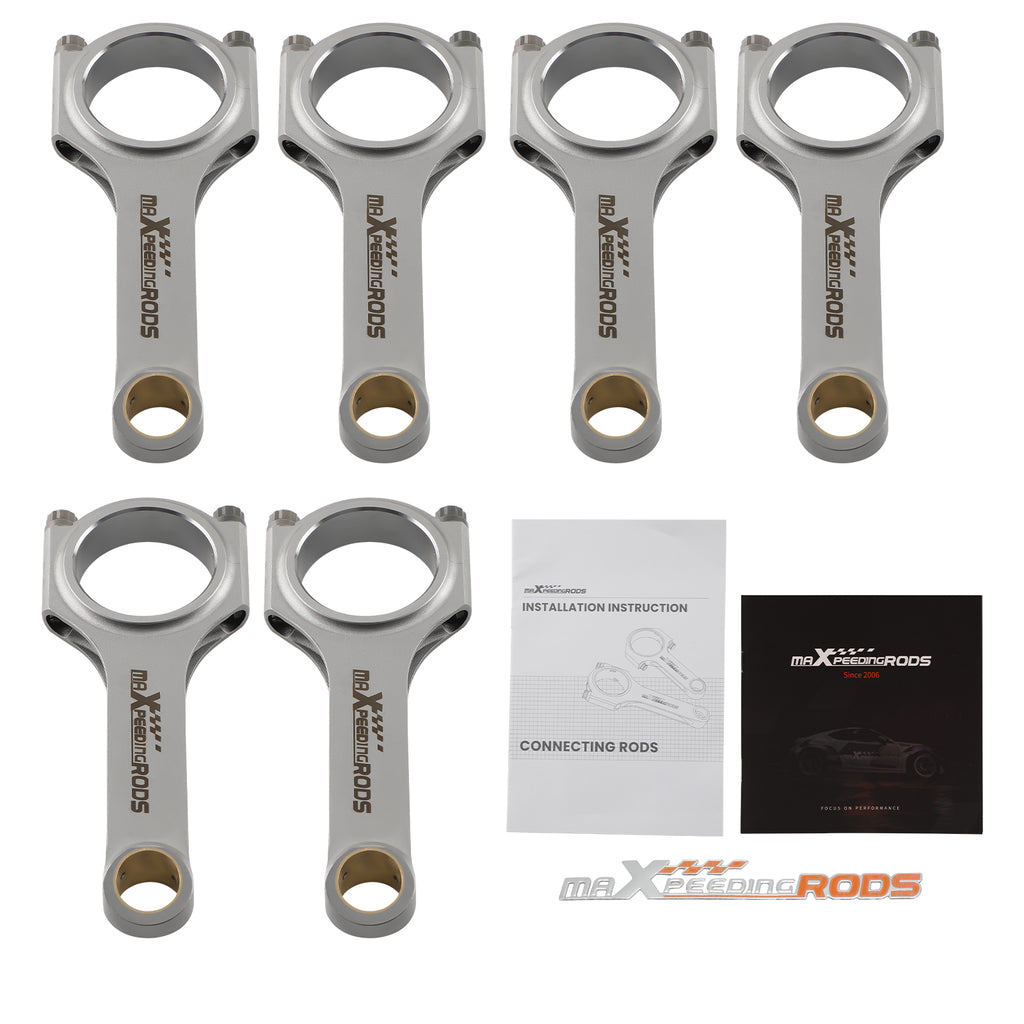 6 stuks voor BMW N54B30 3.0 TURBO H Beam 4340 EN24 Racing Drijfstangen Conrod