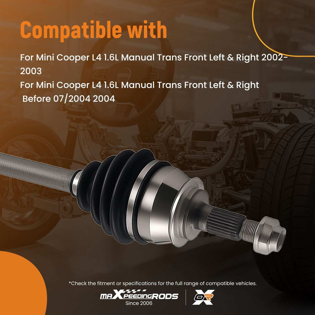 Front CV Axle Shaft Set compatible for Mini Cooper 2002-2004