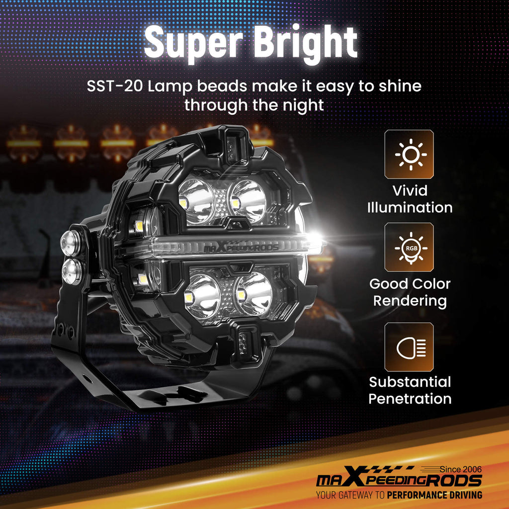 3.5inch LED Auxiliary Lights 160W Spot Side Shooter RGB For Off Road ATV UTV