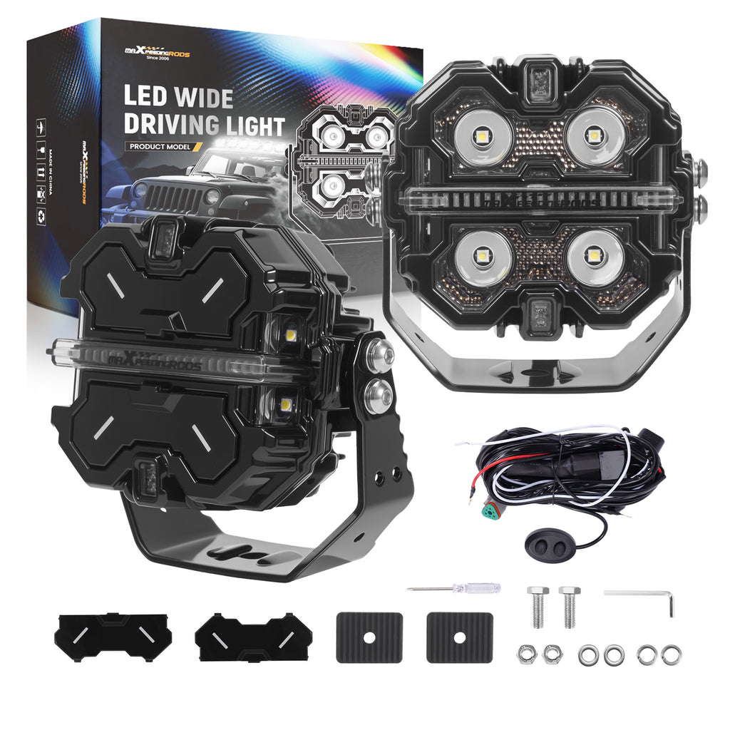 3.5 Inch 160W RGB LED Work Light Spot Side Shooter DRL White Amber IP68